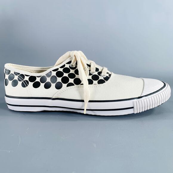 COMME des GARCONS Winter 2014 Size 9 Cream Black Polka Dot Canvas Sneakers - Picture 2 of 9